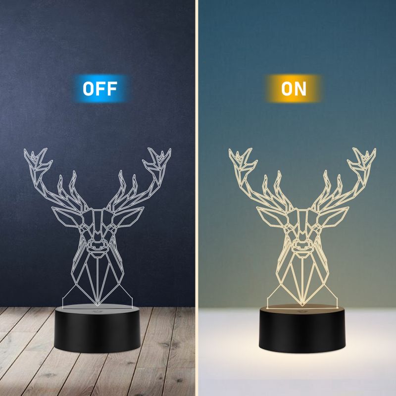Poly-Art Deer Head Design Night Lamp